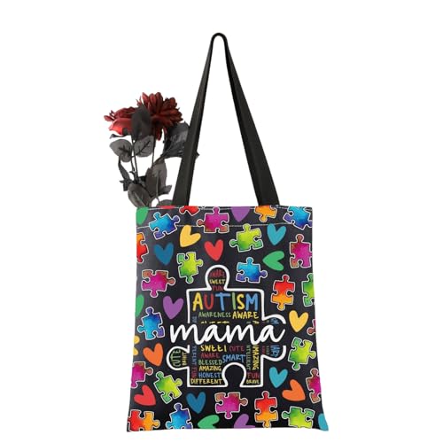 Bolso tote para concienciación sobre el autismo, regalo para mamás de niños con autismo, con diseño de rompecabezas del autismo miniatura 7