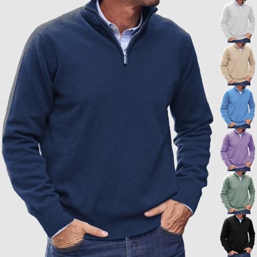 Describeu Mens Cashmere Sweater, Men's Cashmere Zipper Basic Sweater, Casual Men Top2