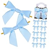 LOLIPPYY 50 Stück Kleine Schleifen aus Polyester Dekorative Schleifen zum Basteln und Geschenkverpacken Wiederverwendbare in Blau für DIY Geschenkbeutel Weihnachtsbaum Deko Hochzeit