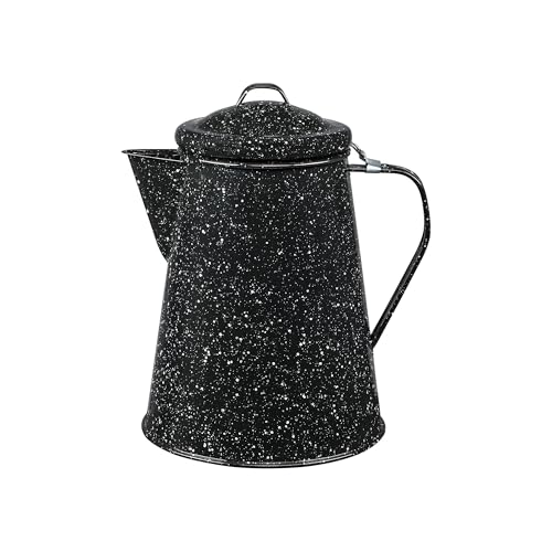 Granite Ware Coffee Boiler, 3-Quart - Stovetop or Campfire Coffee Pot, Durable Enameled Steel for Rapid Heat Absorption, Energy Efficient Design for Outdoor Adventures (Speckled Black)