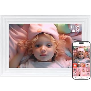 Golony Frameo - Cornice digitale Wi-Fi, 10,1 pollici, touch screen 1280 x 800 IPS, rotazione automatica, 32 GB, condividere foto e video con audio istantaneamente tramite app Frameo da ovunque, bianco