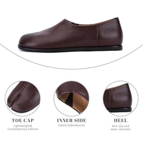 Image of UBWDU Split Toe Shoes Tabi Shoes Women Wide Width Round Toe Ballet Flats for Women