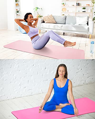 Image of Woanger Yoga Mats (72x24) 3 /8 Inch Thick Exercise Yoga Mat for Home Workout with Strap Non Slip Pilates Gym Supplies for Women Men