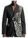 Men's Leopard Serge Patchwork Jacket Fuzzy Warm Blazer Fashion Two Tone Man Coat for Casual Outings