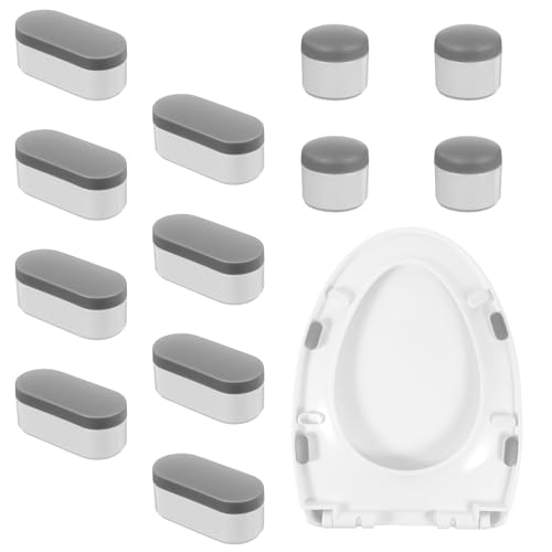 12 Pcs Toilet Seat Bumpers - Universal Bumpers for Toilet Seat - Strong Adhesive Rubber Bumper Pads...