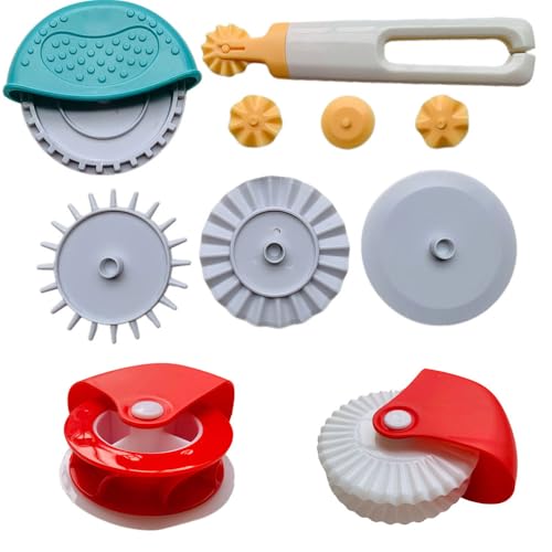 Paquete de 10 cortadores de rueda de repostería enrollados para repostería, cortador de galletas, rueda de pizza, cuentas para hornear, cortadores de corteza de pasteles, herramienta de cocina para