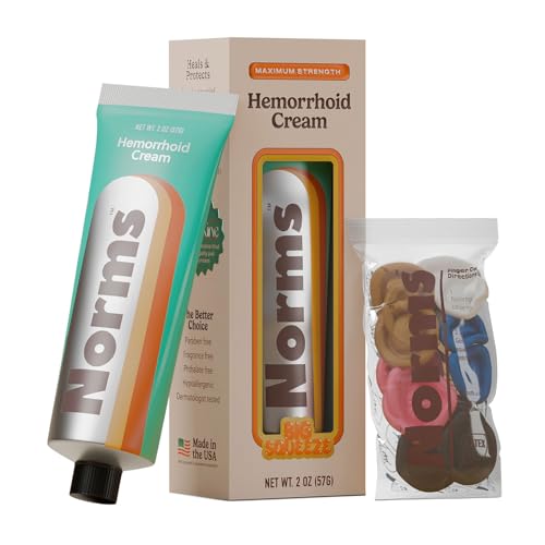 Norms Hemorrhoid Treatment Cream, Max Strength 5% Lidocaine, Rapid Relief for Hemorrhoidal Pain,