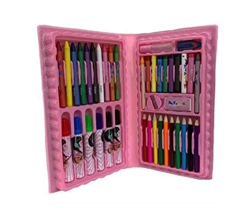 Maleta De Pintura Infantil Estojo Material Escolar 48 Peças - Rosa