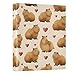ALAZA Brown Capybara Love Heart 3 Ring Binder Holds of 200 Sheets Fits Letter Sized Paper D-Ring Organizer for School Home Work Office Supplies 2 Pack