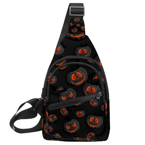 Bolsa de viaje cruzada de Halloween con estampado de calabaza negro