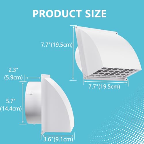 Miniatura 7 de Hg Power Rejilla Ventilación 150mm Rejilla Ventilacion Regulable Menor Ruido Rejilla Ventilacion Horno, Para Campana De Cocina, Blanco