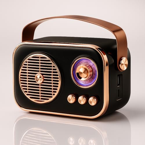 Image of Fire turtle Vintage Bluetooth Wireless Speaker | 10W RMS Loud Sound | Retro Design with Type-C Charging, 8H Battery Backup, USB & AUX Input, Portable Home &