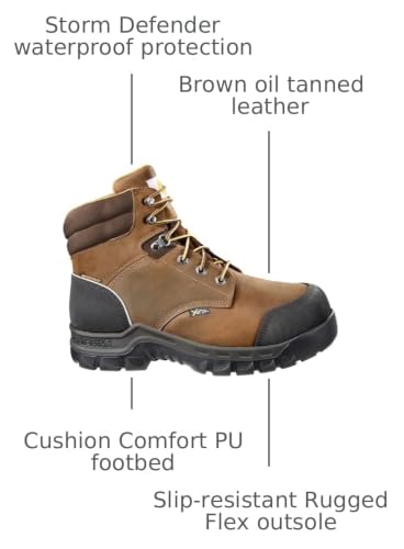Image of Carhartt Men's CMF6380 Rugged Flex Six Inch Waterproof Work Boot