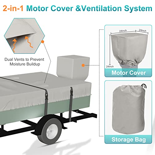 Nukugula 100% Waterproof 800D Jon Boat Cover 14 Ft, Marine Grade Canvas Trailerable Anti-Uv Jon Boat Cover 14 Foot With 9+4 Pcs Windproof Straps #TOP5