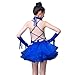 Hotfiary Girls Latin Rumba Samba Dance Dress Backless Spaghetti Straps Sequin Tutu Skirt Dance Outfits Ballroom Dancewear