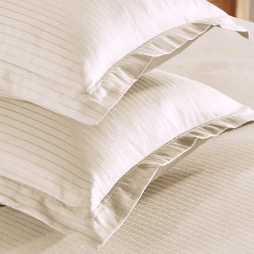 Image of myTrident Bedsheet for Double Bed King Size | 108 inch x 108 inch | Pearled Ivory