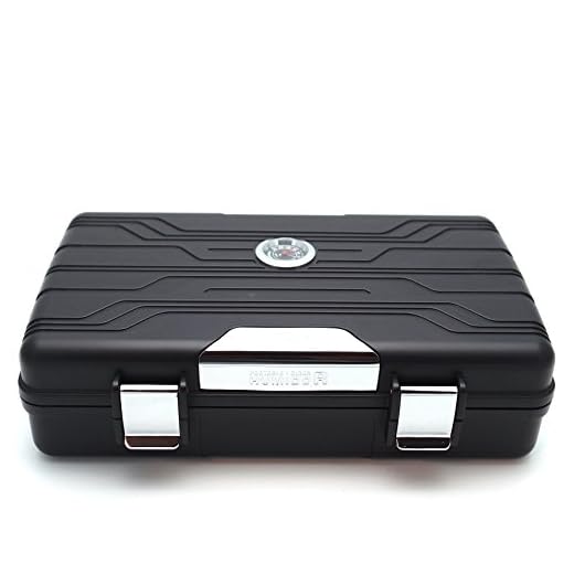 Waterproof Cigar Travel Humidor for 10 Cigars - Integrated Hygrometer and Humidifier Included - 2 Trays