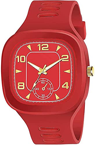KIARVI GALLERY Squire Dial Silicone Strap Stylish Analogue Watch for Men and Boy (Red) (B09G3K3H46) Amazon Price History, Amazon Price Tracker