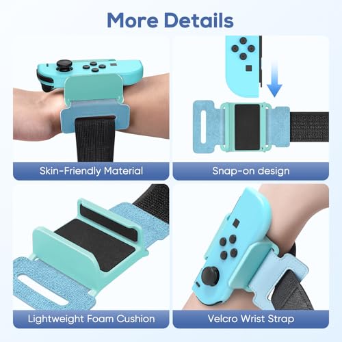 Bracelets pour Nintendo Switch Just Dance lot de 2 sangles Joy-Con réglables vert et bleu