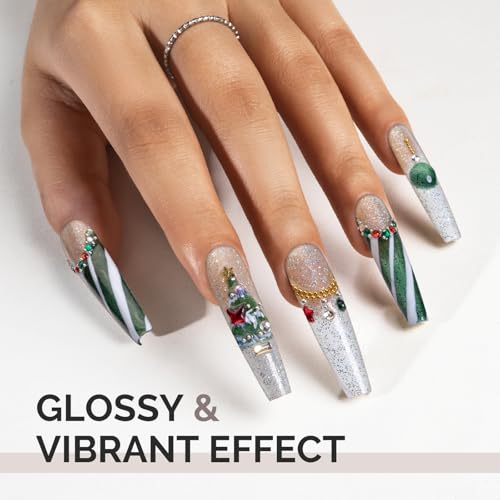 Image of MelodySusie Green Glitter Gel Nail Polish,0.5fl oz Soak Off UV LED Light Diamond Glitter Gel Polish Gift for Women Nail Art Manicure Salon DIY Nail Design Decoration at Home-1747
