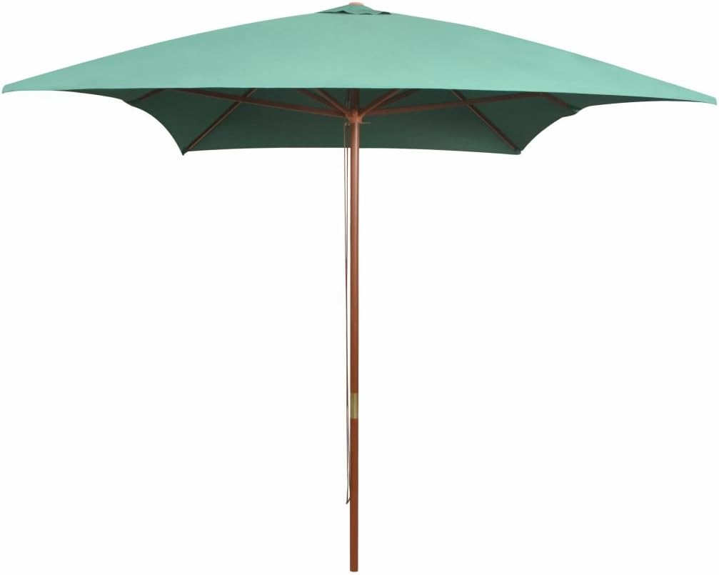 Shengfeng Parasol 200x300 cm with Green Wood Pole. Sail Sun Umbrella Sun Shade Awning Sun Shade Folding Sun Shade Outdoor Garden