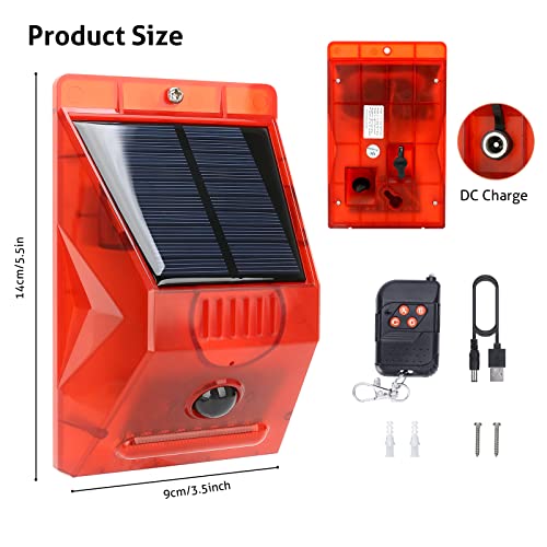 Outdoor Alarm Siren With Motion Detector Solar Alarm Light With Remote Controller 129Db Sound Security Siren Ip65 Waterproof 24 Hours & Night Mode For Home, Farm, Villa, Yard,Barn #TOP5