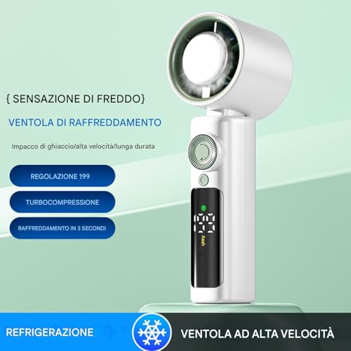 Éventail personnel rechargeable 4000mAh à 199 vitesses et écran LED - 7