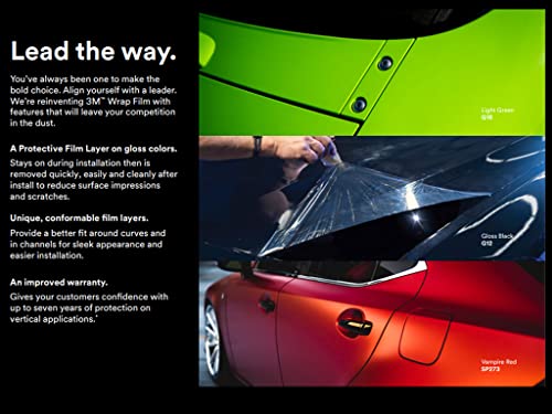 Image of 3M 2080 Series S12 Satin Black - 5ft x 1ft - 5sq ft - Dual Cast Car Wrap Vinyl Film and Controltac Air Release Adhesives - Bubble Free Sheet Roll for Vehicles, Rims and Signs (Pack of 3)