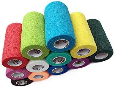 ViLog Vet Wrap Bulk, Cohesive Bandage Wrap Vet Tape, Assorted Colors (4 Inch Pack of 12), Waterproof Self Adherent