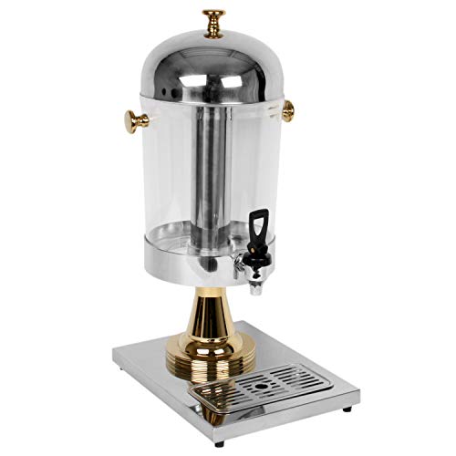 Thunder Group SLRCF0031GH Juice Dispenser, 2.2 gallon, single, ice core center, easy pour lever, drip tray, lift-off lid with gold-plated handle, gold-plated accents, polycarbo