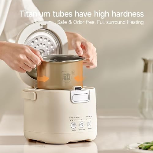 Cuociriso Mini 1,2l 2 Tazze Di Riso Crudo, Piccolo Multi-cooker Portatile Con 6 Programmi Preimpostati, Pentola Antiaderente Rimovibile, Timer Ritardato Di 12h