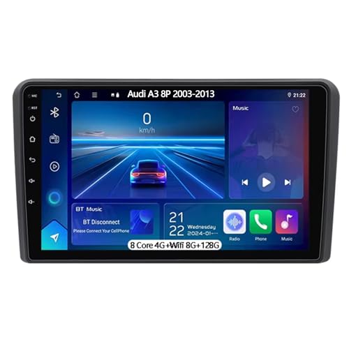 Autoradio 15 Bluetooth Car Multimedia Navigations GPS Für Audi A3 8P 2003-2013 Auto Zubehör Einfügen Und Verwenden Car Video Player Carplay Player,8 Core 4G+WiFi 8G+128G