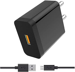 Charger for Xiaomi Original Adapter Micro 3.0A High Speed Fast Turbo Smart Charge with 1m Type-B Charging & Sync Cable (Bl Price In India