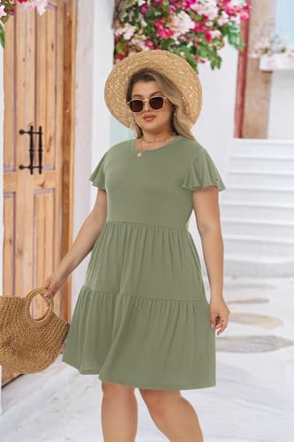 Image of HiMONE Summer Dresses for Women 2025 Vacation Sundresses Ruffle Sleeve Boat Neck with Pockets A Line Casual Dress XS-2XL