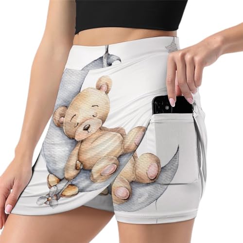 Mini jupe de sport anti-frottement Ours De Lune avec poche intégrée pour femme