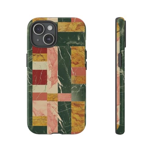 Coque rigide iPhone 15 motif marbre rétro brillante anti-rayures