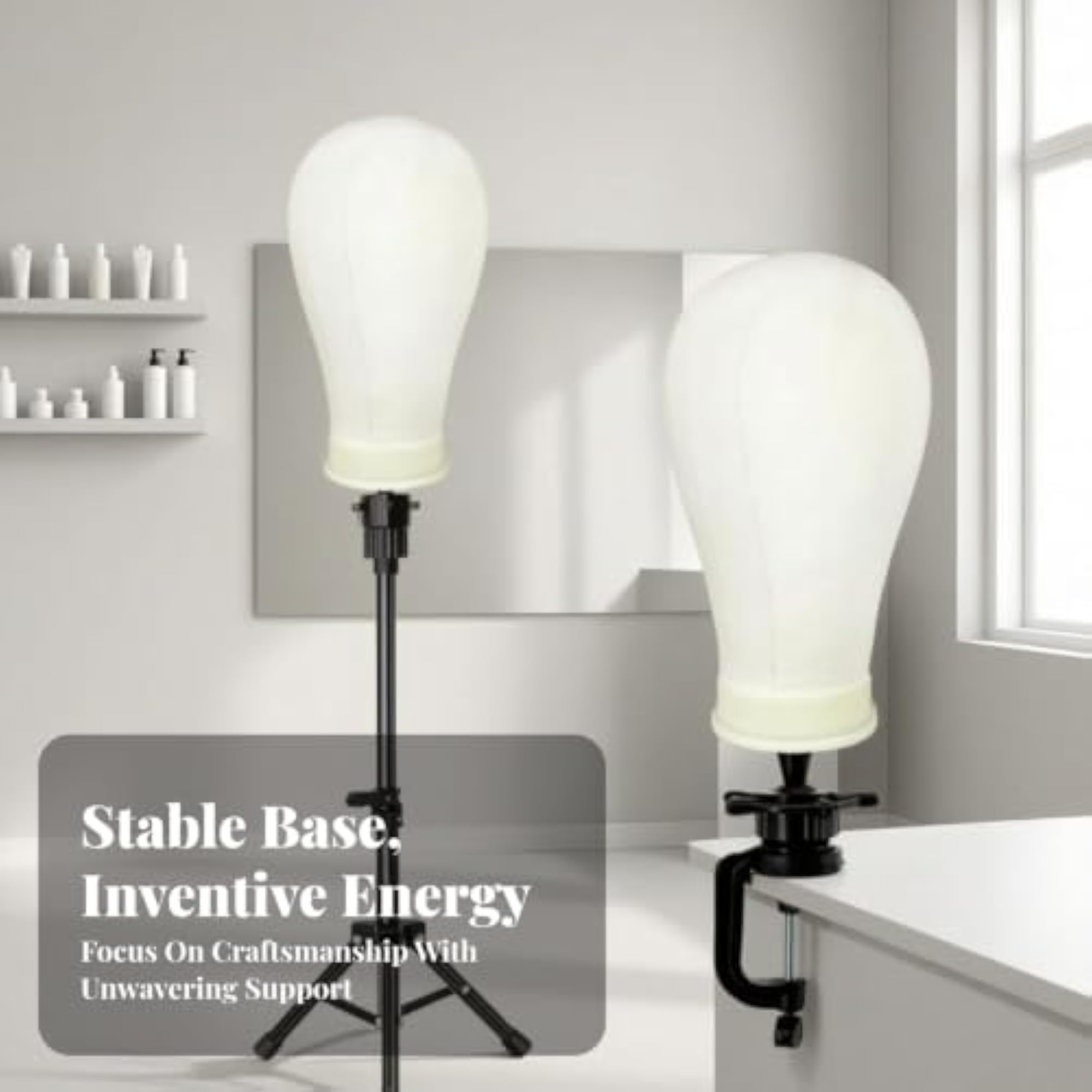 Convenient Hairpiece Head Stand Kit, Floor-Standing