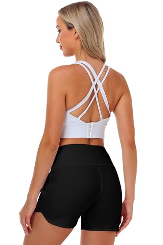 Image of AOBUTE Womens High Waisted Swim Board Shorts UPF 50+ Quick Dry Swim Trunks with Pockets