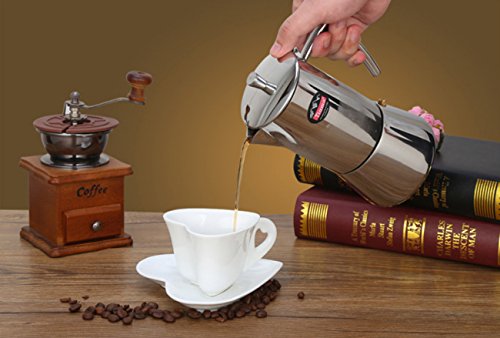 Klassische Kaffeekanne Europäische Edelstahl-Espressomaschine Französische Kaffeekanne mit kühlem Griff Flip Top Deckel Startseite 200ML /