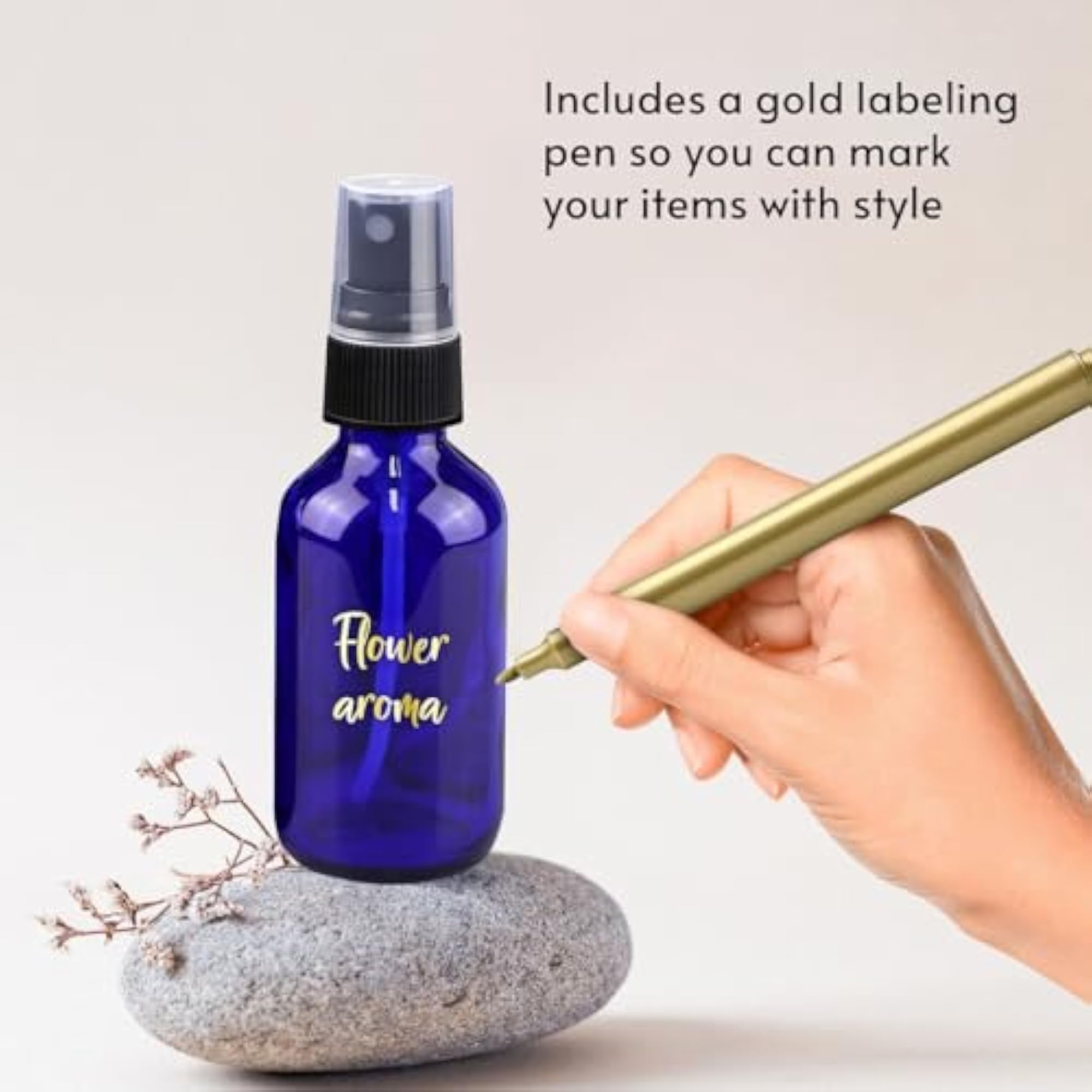 4oz Glass Spray Bottles with Gold Pen Marker