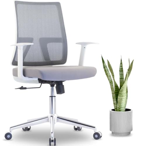 MotionGrey - AeroMesh Ergonomic Office Chair - Comfy Airy Mesh Back Support with Adjustable Armrests - Desk Computer Chairs - Perfect for Home Gaming and Executive Offices - White