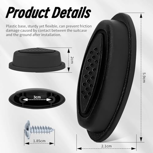 Luggage Feet Gepäck Füße für Koffer - Koffer Ersatzteile Satzteile, 4 er Schwarze Ersatzfüße aus Kunststoff mit 8 er Nägeln, Gepäckzubehör für Reparatur und Nachrüstung an Reisekoffer, Praktisch (4+8)