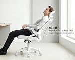 High Back Small Office Chair Adj Headrest Sliding Flip-up Armrests,White