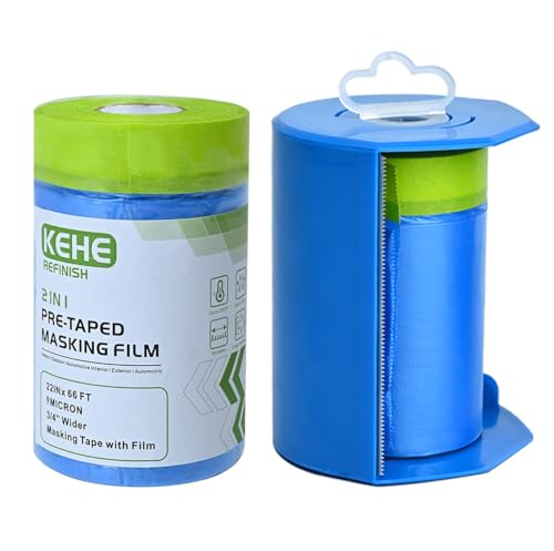 KEHE REFINISH Pre-Tape and Drape for Spray Paint Protection with Roller & Cutter,22