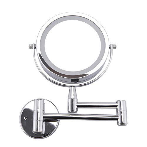 Espejo redondo de maquillaje plegable con LED 6 pulgadas
