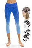 TD Collections Soft High Waisted Stretch Yoga Pants - Moisture Wicking Ombre Tummy Control Women Leggings for Running Workout Blue Sky