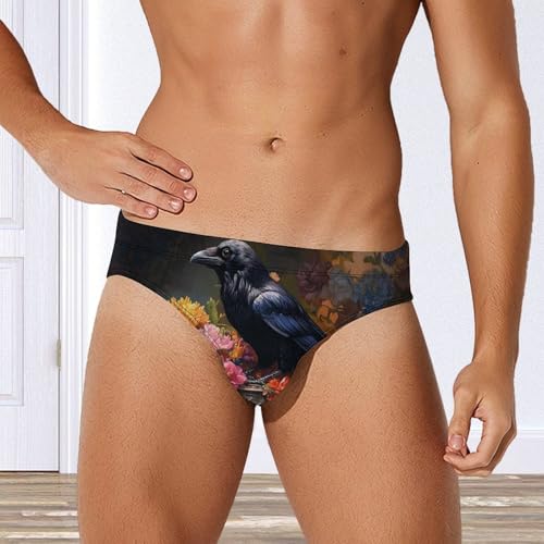 Vintage Black Raven Crow Men's Swimsuit Bikini Briefs Swim Underwear Stretchy Swimwear2