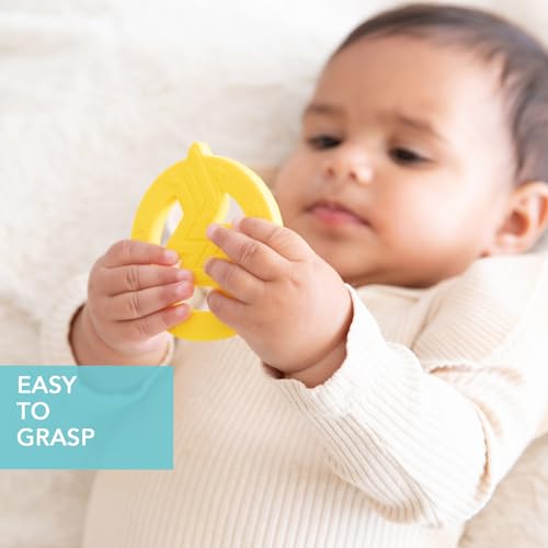 Image of Bumkins Baby Teething Freezer Toy Keys Rings, Soft Flexible Silicone Pacifier, Safe to Chew, Cool Gum Relief, Essentials for Babies 3 Months, Freezable, Sensory Textured, Wonder Woman DC Comics