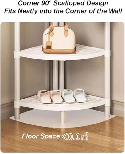 Porte-vêtements d'angle en métal blanc pour optimiser les petits espaces avec étagères - 7