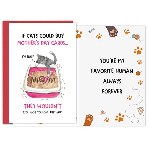 Funny Mother's Day Cards for Mom, Funny Mother's Day Card for Cat Lover, Perfect Card for Mum,Humor Mothers Day Gifts for Women,Unique Gifts for Mothers Day